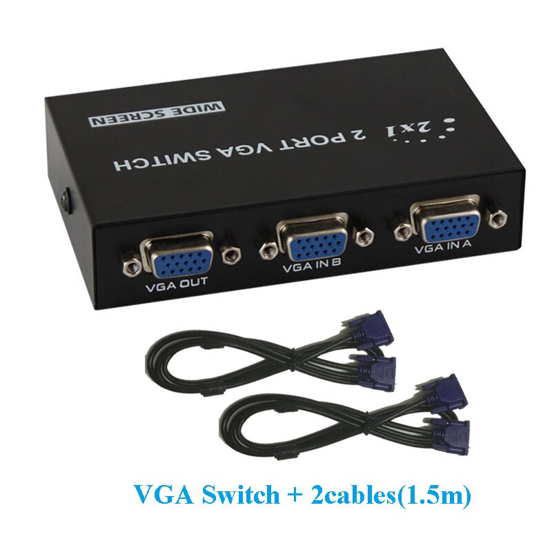 2 Port VGA Switch 2 PCs Share A Monitor Display Screen VGA SVGA Manual Switch 2 VGA Input Display VGA Splitter: VGA-Switch-2Cables