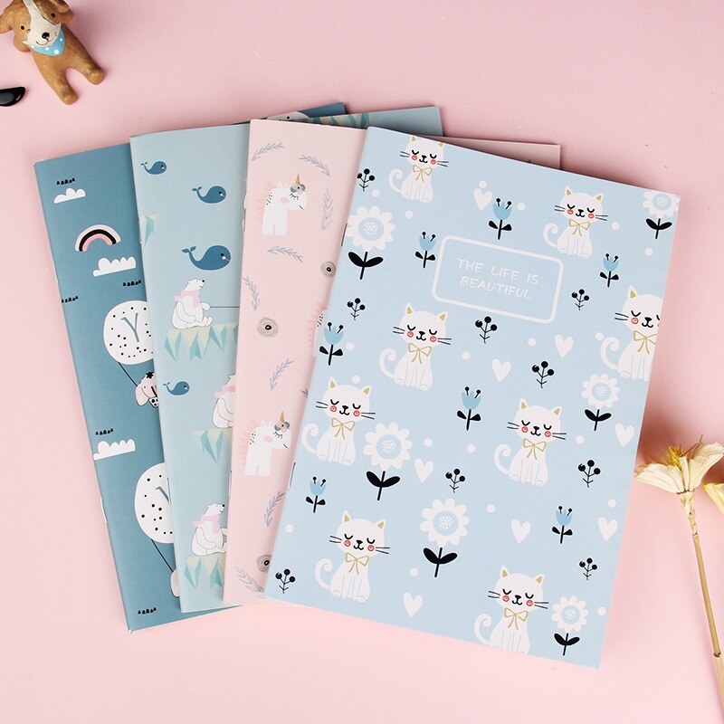 4PCS A5 Cute Cartoon Notebook Paper Cat Pattern Lined Paper Journals Notepad Cute Stationery School Office Supplies Planer 2022: E-4pcs