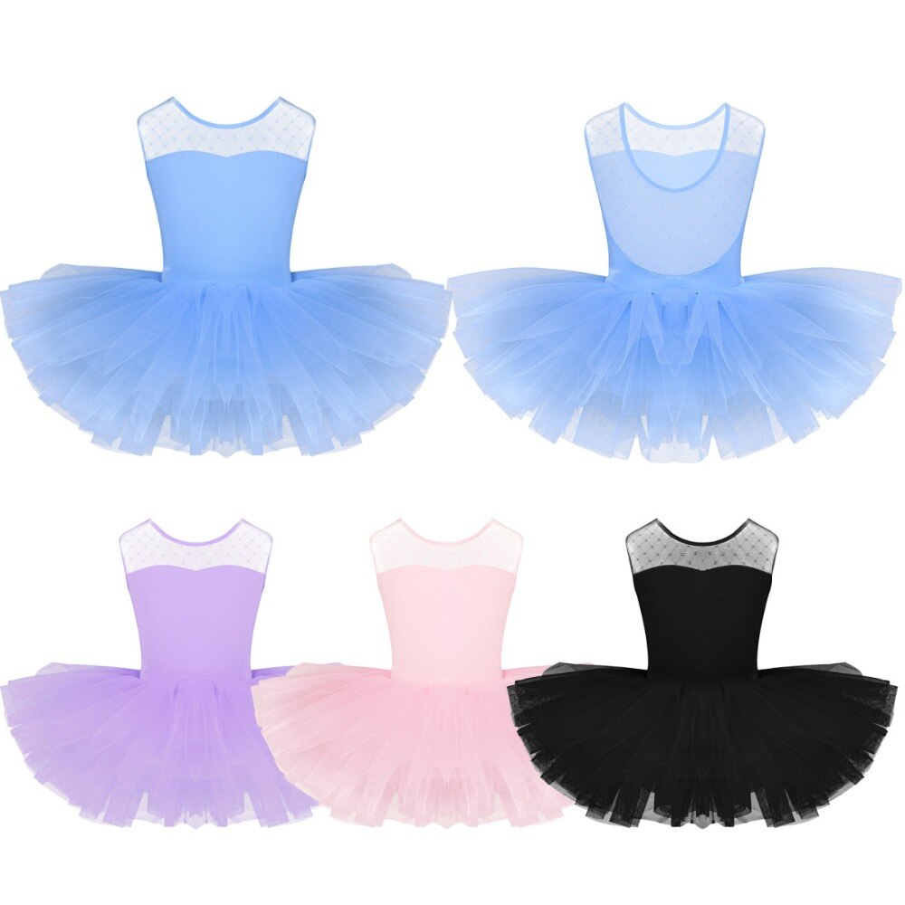 IIXPIN – robe de Ballet en maille extensible pour filles, tenue Tutu en forme de U au dos pour danse de Ballet, gymnastique, Leotard