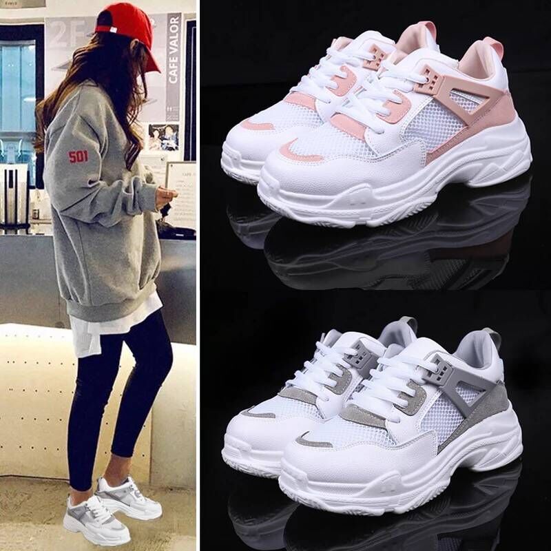 Kvinder sneakers mesh åndbar platform kilehæle sko sommersport lejligheder sko zapatillas deportivas mujer