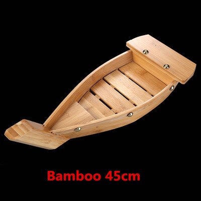 Bateau de Sushi de Cuisine japonaise, outil de fruits de mer, modèle de boutique en bois, fait à la main, bateau Simple, Sashimi assortiment de plats froids, vaisselle de Bar: Bamboo 45cm