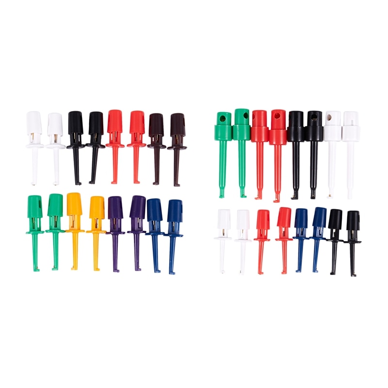 16 Paar Elektrische Testen Haken: 8 Paar Gekleurde Plastic Bedekt Isolatie Testen Lood Haak Clip Clamp & 8 Paar Ronde Gekleurde S