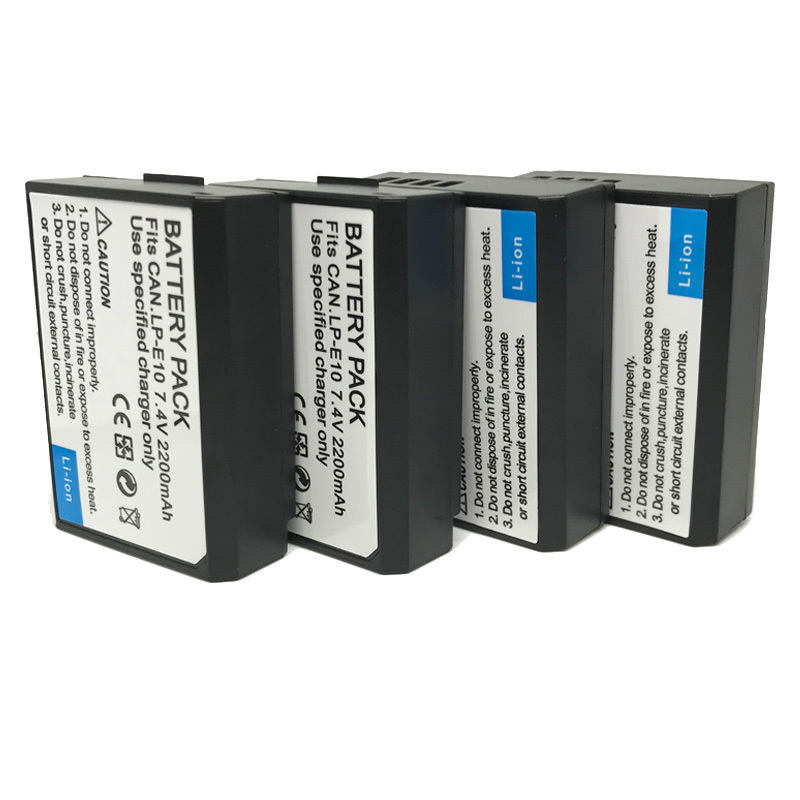 LP-E10 LPE10 Li-Ion Batterij Packs Voor Canon Eos Rebel T3 1100D Kus X50 Rebel T5 1200D Rebel T6 Eos 1300D camera Batterij: 4pcs