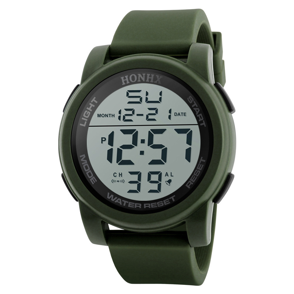 Sport Watch Men Watches Compass Pedometer Calories Male Watch Digital Waterproof Electronic Watches Men Wristwatch reloj hombre: Green