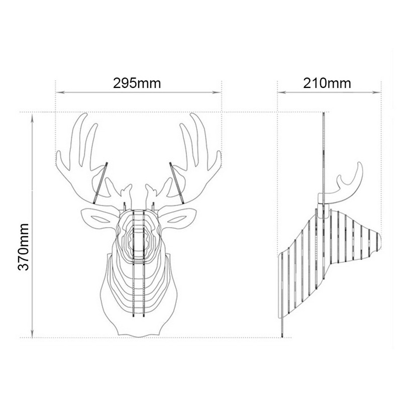 Dozzlor 3D cabeza de ciervo de madera Animal arte modelo hogar pared para Oficina Decoración colgante soportes de almacenamiento estantes artesanía decoración del hogar