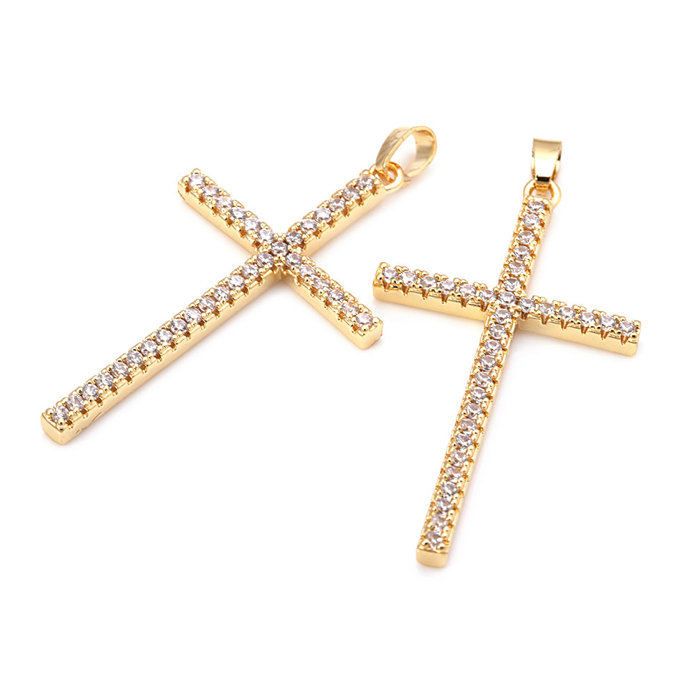 4 stk. messing zirkon kors halskæder charms vedhæng tilbehør smykkefremstillingsmaterialer rosediy officiel hjemmeside