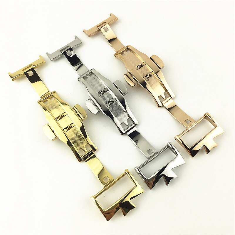 Watchband Clasp For Watch Band 18mm 20mm Butterfly Buckle Stainless Steel Clasp Strap Solid Belt Double Push Button Buckle Clasp
