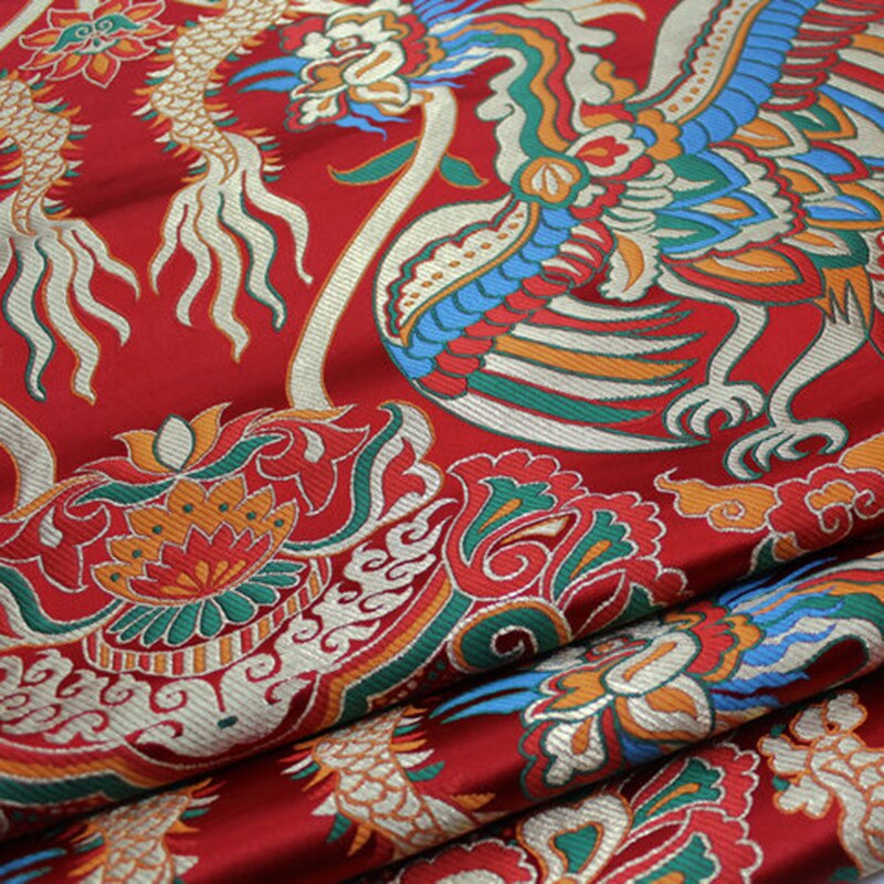 CF568 dragón y Fénix brocado de seda de jacquard tela china vestido cheongsam tela Boda China tela de vestido telas de seda