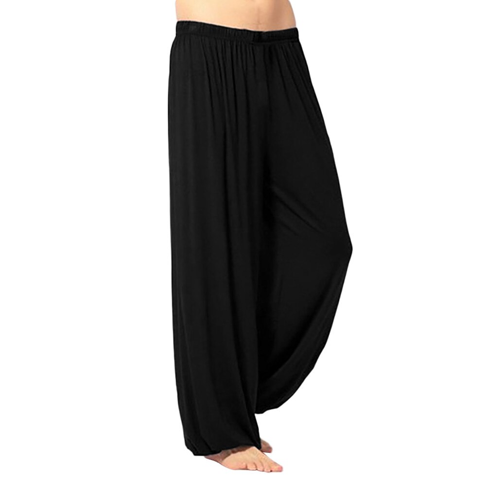 baggy dance Pants Men wide leg pants casual mens trousers solid loose d91121: Black / XXL