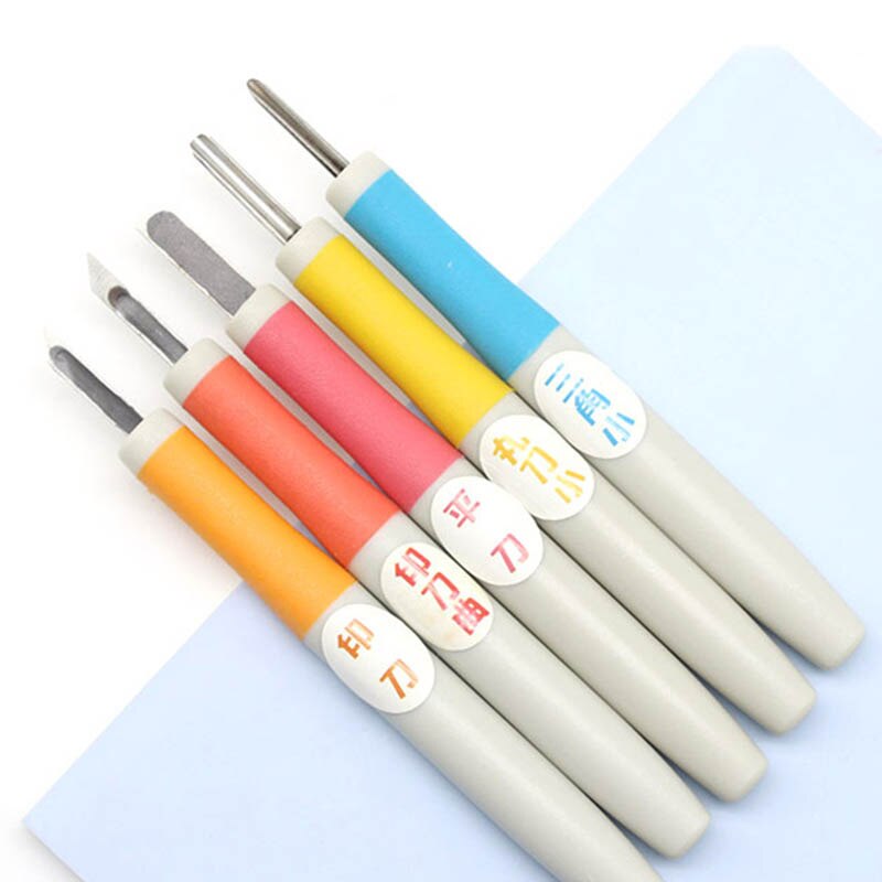 5 PCS/SET Premium Steel Cutter Set Rubber Stamp Engraving Woodworking Carving DIY Art Tools Engraving Accessories: Default Title