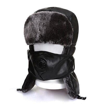 unisex bomber hat winter fur earflap brown caps ushanka hats cap bomber hat Ear helmet for mens and women pu leather ushanka: Default Title