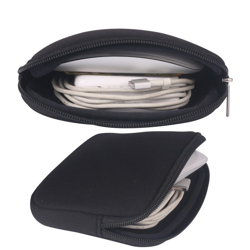 Portable Chic Waterproff & Soft Candy Color Cute Laptop Sleeve Notebook Adapter/Mouse Case Bag For Macbook Bag: Black