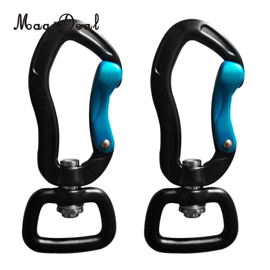 Outdoor 1 Pair Rock Tree Climbing Swivel Carabiner Hanging Connect Hook Camping 71/76mm round eye for Camping Caving Climbing: 71mm black square ey