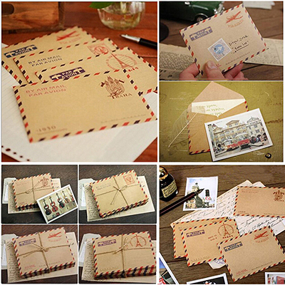 10 Pcs Vintage Kraft Envelop Mini Papier Enveloppen Huwelijksuitnodiging Envelop Kantoorbenodigdheden Levert 9.6*7.3 Cm