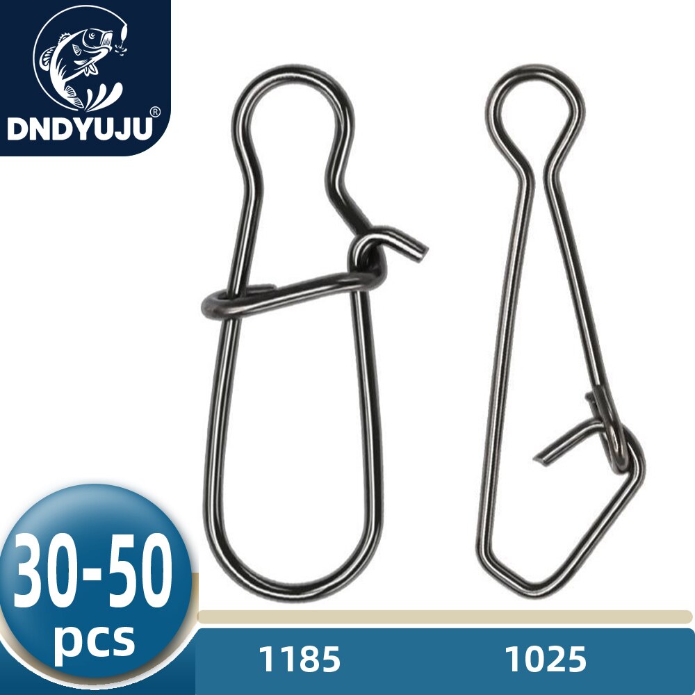 Dndyuju 30-50 Stuks Rvs Vissen Snap Verslaafd Snap Pin Fastlock Clip Rolling Swivel Accessoires Barrel Swivel Lokken haak