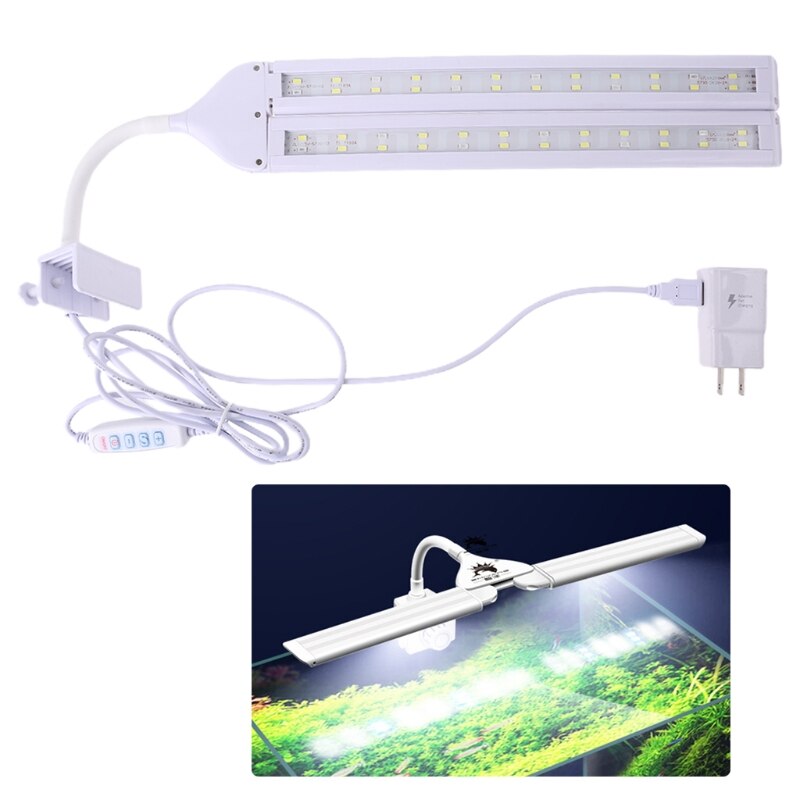 100V-240V Adjustable Fish Tank Four-Row Lights LED Aquarium Clip-on Lighting Lamp EU/US Plug