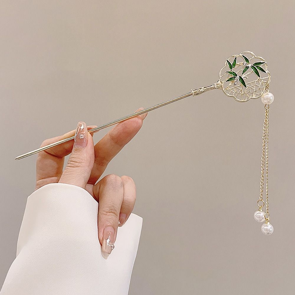 Horquilla de estilo chino para mujer, horquilla de linterna de loto antigua, palo de borla de flores para el cabello, accesorios para el cabello: Lavanda
