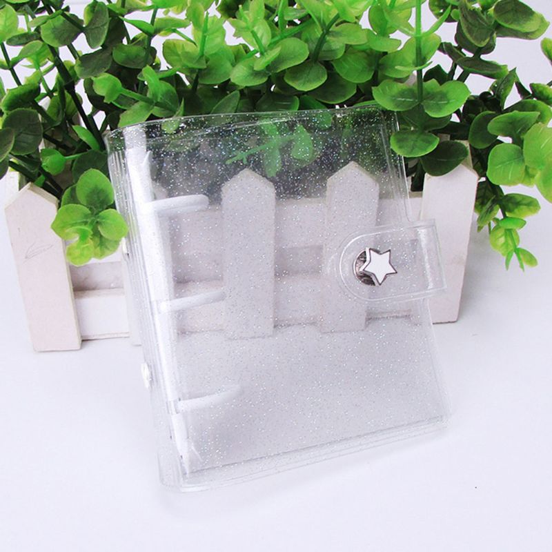 Transparent 3 Holes Mini PVC Loose Leaf Notebook Notepad Sheet Shell File Folder Cover: Coffee