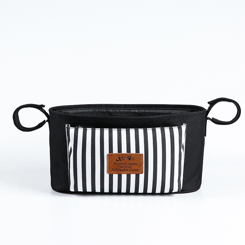 Rattaiden tarvikkeet vauvan laukku ulos kävely vauvan rattaiden järjestäjä laukku tilava rattaiden laukku vaippa vaippa järjestäjä rattaille: Musta 33 x 16 x 16cm