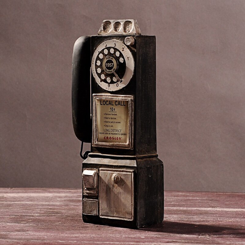Vintage Rotate Classic Look Dial Pay Phone Model Retro Booth Home Decoration Ornament SCVD889