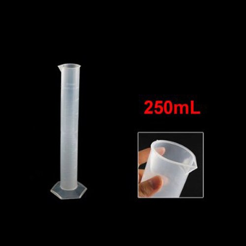 SOSW-250mL Duidelijke Witte Plastic Vloeibare Meting Afgestudeerd Cilinder Voor Lab Set
