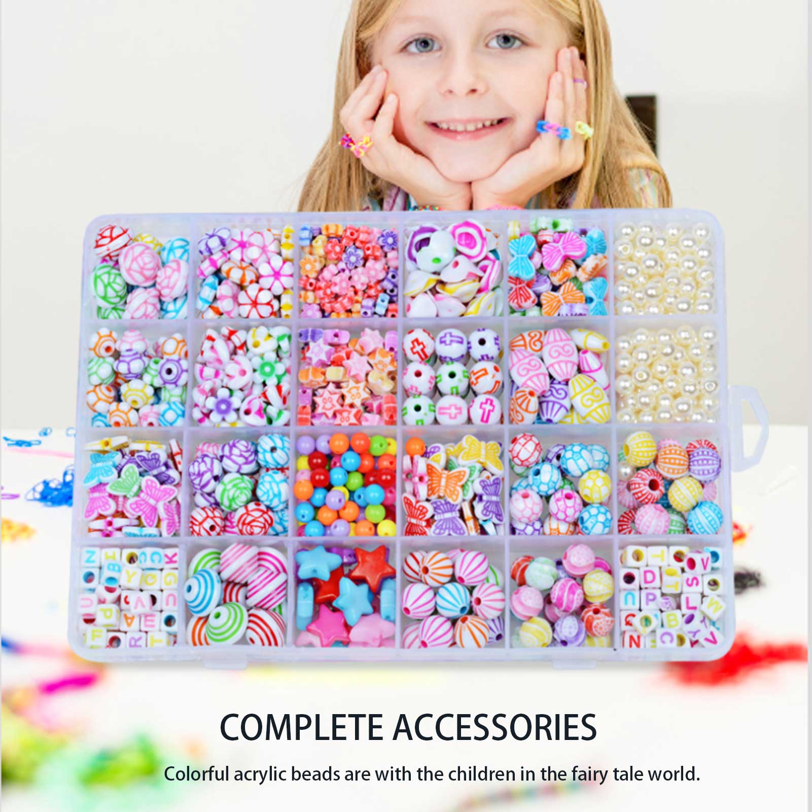Kit for Make Bracelets Beads Toys for Children DIY 24 Grid Handmade Making Puzzles Beads for Girls Kit Girls Toys