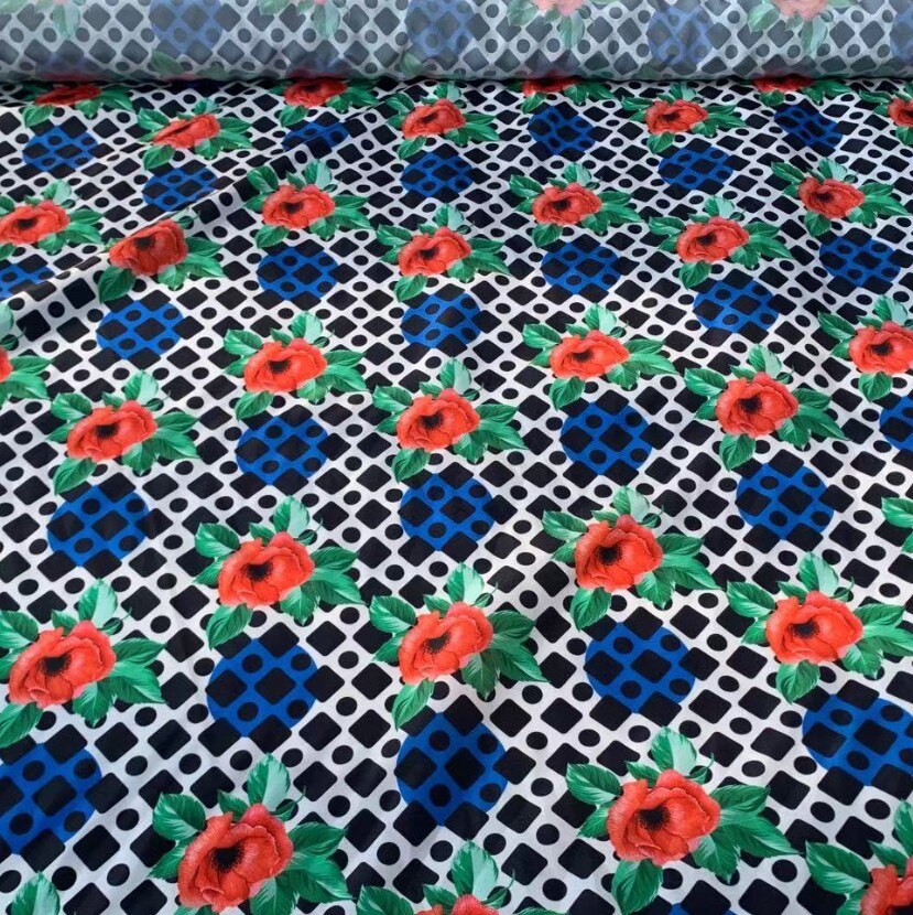 Spring and Summer Imitation Silk Fabric Digital Printing Fabric High Custom Handmade DIY Clothing Materials
