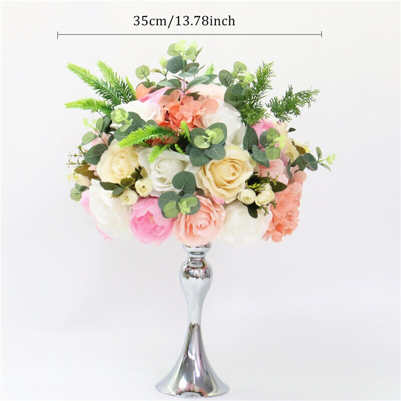 35/40/50cm Artificial flower table centerpiece party wedding backdrop decor road lead flower ball rose hydrangea rose peony leaf: 35 cm flower ball