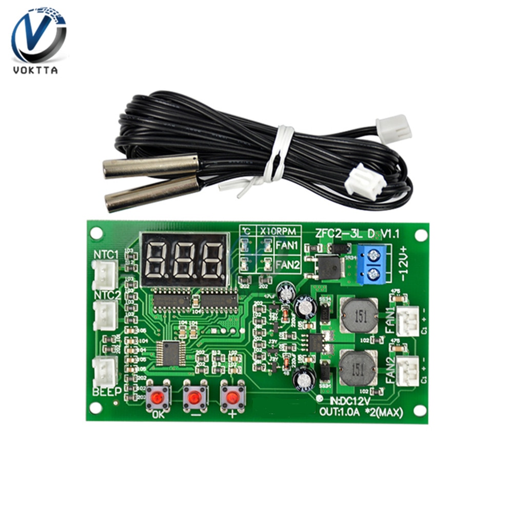 DC 12V Single/Dual Way Speed Controller Temperature Control Governor 3/4 Wire PWM Fan Temperature Control Speed Controller