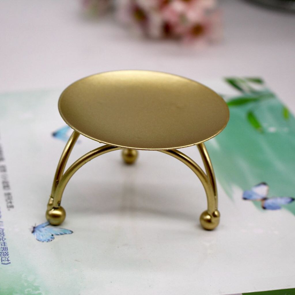 1 Uds plato para vela de hierro dorado geométrico redondo para decoración del hogar de la boda