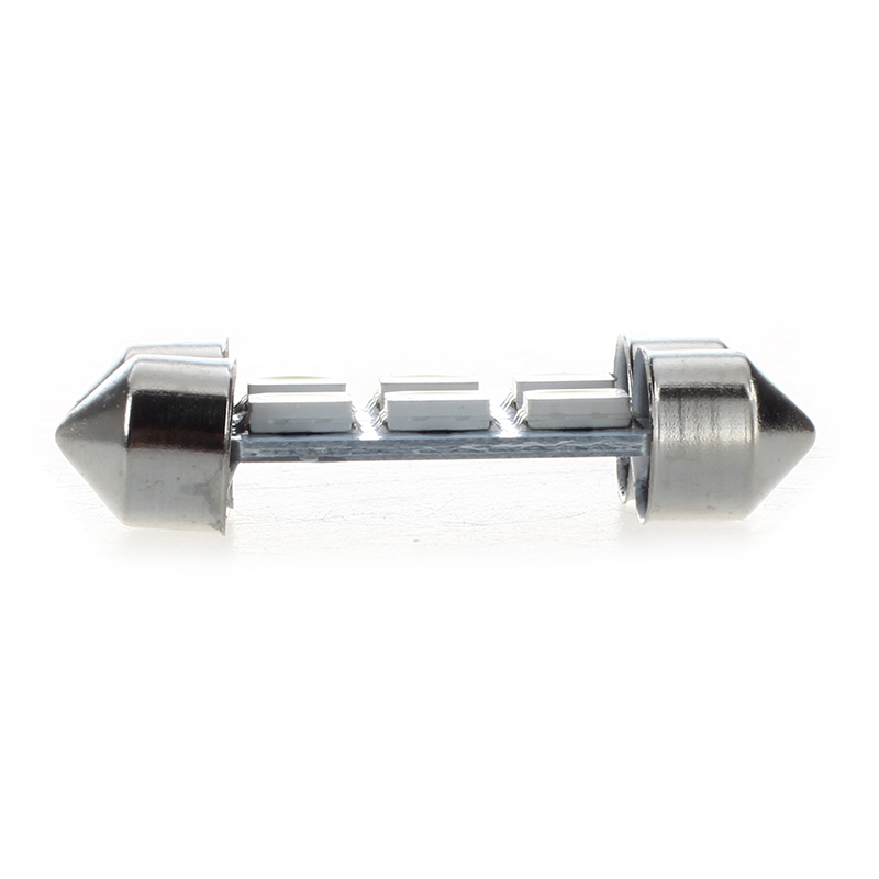 2x c5w 3 ledet smd 5050 36mm xenon hvit pære tallerken skyttel festonger kuppel taklampe billys