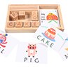 Træ tegneserie alfabet engelsk ord puslespil terninger papir kortspil spil tidlige uddannelsesmæssige børn legetøj
