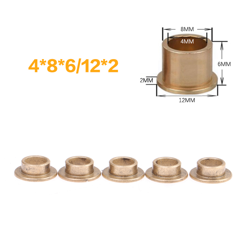 5Pcs Flanging Self-Lubricating Bearing Powder Metallurgy Oil Copper Bushing Guide Sleeve With Stepped Flange Hardware