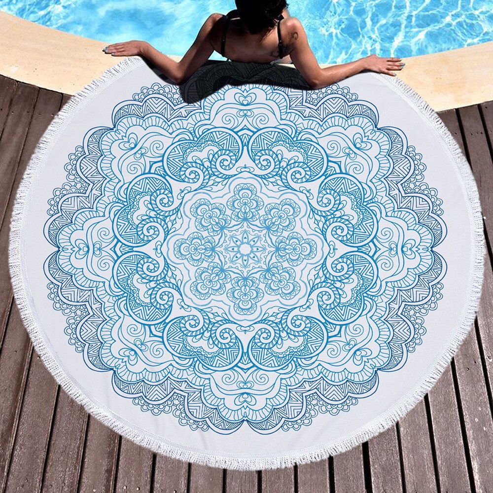 Grande Serviette De Plage en microfibre, motif géométrique, style Boho, ronde, colorée, épaisse, en tissu éponge, pour l'été