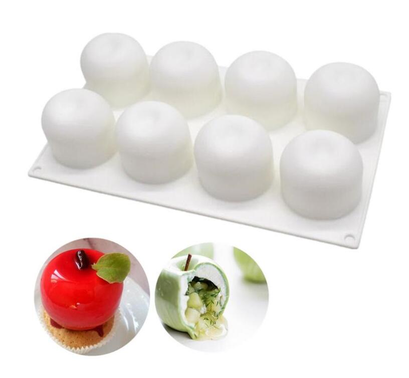 3D Apple Form Silikon Form 8 Zelle DIY Kuchen Mousse Für Eis Schokolade Gebäck Kunst Pan Dessert Backformen Kuchen dekorieren Werkzeug