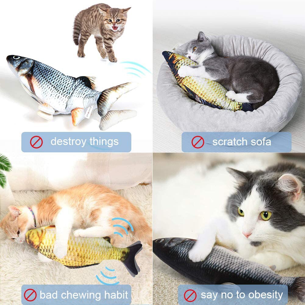 Electric Moving Fish Cat Toy, Realistic Plush Simulation Electric Wagging Fish Cat Toy ,Funny Interactive Pets