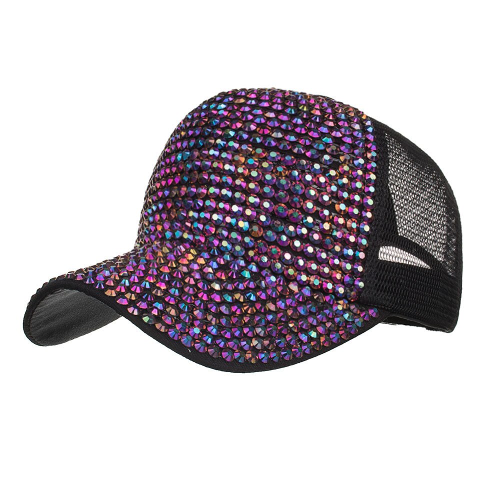 Kvinder rhinestone hatte kvindelig snapback baseball kasket bling diamanthue beklædningstilbehør czapka z daszkiem