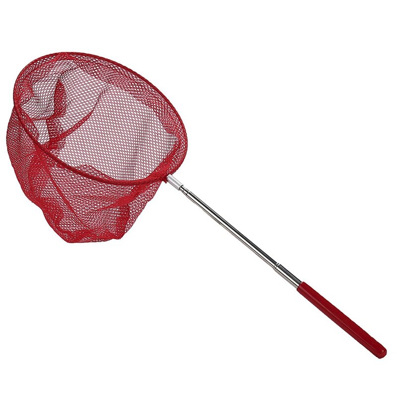 Buitenvangnet, vangnet voor vlinders, visnettas van roestvrij staal, telescopisch visnet, gereedschap voor buiten, telescopisch, draagbaar: Rood