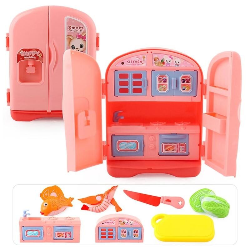 12Stck freundlicher vorgeben Küche Doppel Tür Rolle Spielen Kühlschrank Spielzeug berühren Empfindliche Magie Kühlschrank Pädagogisches Hausgeräte Spielzeug