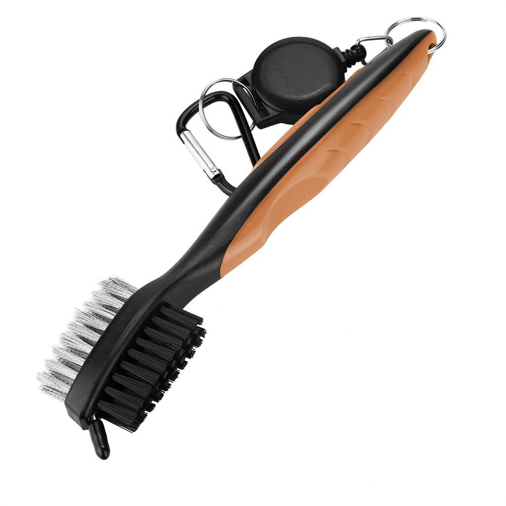 4 pièces Golf brosse de nettoyage Club rainure nettoyant rétractable tyrolienne mousqueton outil de pratique Golf accessoires Golf entraînement aides Fre: Orange 