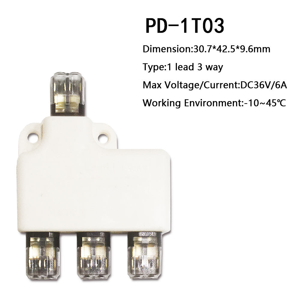 Wire Connector Set Pluggable Spring Scotch Lock 18-24AWG Quick Splice Connector With Splitter Led Light Strip 2P Crimp Terminal: XC-PD-1T03