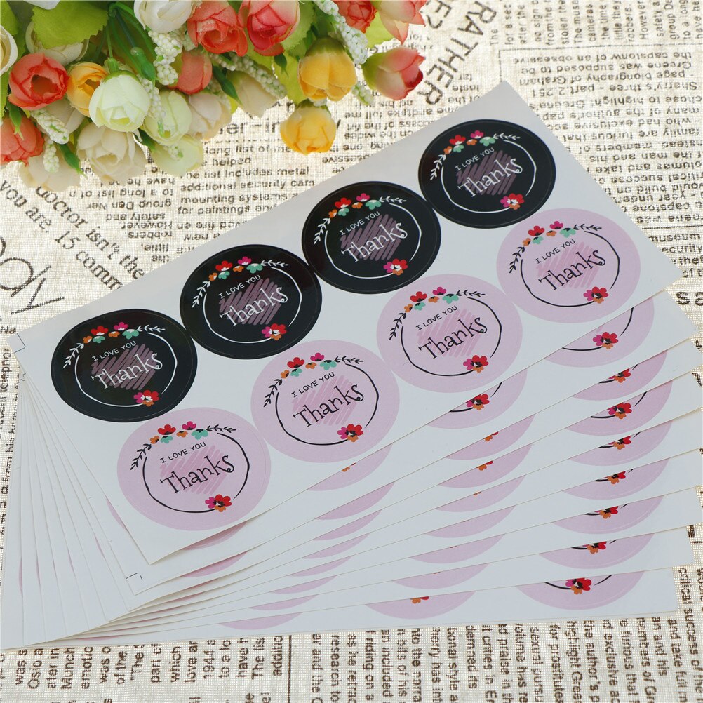Envelopes DIY Party Box Seals Sealing Stickers 80pcs(10sheet) Round Shaped Thank You Letters Flower Wreath Paper Labels Craft