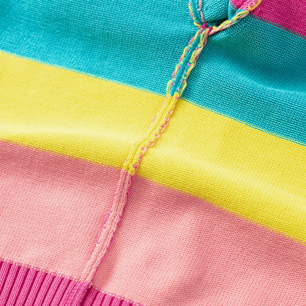 Cardigan per bambina autunno primavera cardigan con stampa a righe Color arcobaleno cappotto maglione capispalla abbigliamento per bambini carino