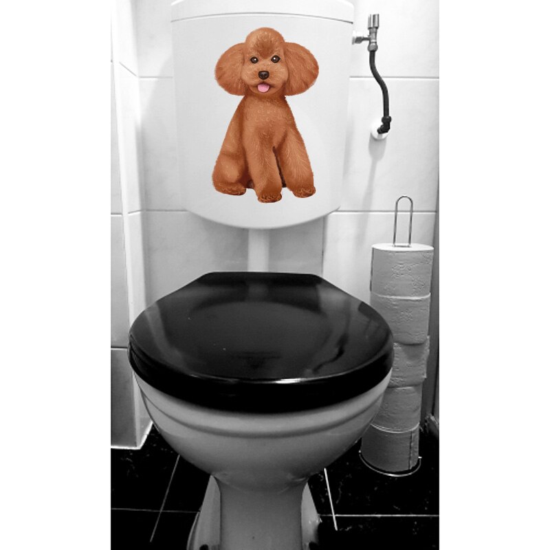 Yoja 14.5 × 23.6cm schattige slimme poedel toilet stickers thuis kinderkamer muurdecoratie accessoires  t1-2414