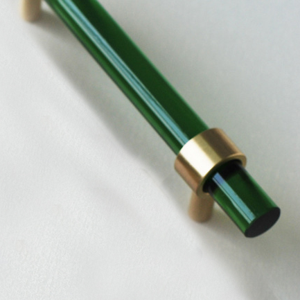 Poignée et boutons de porte d'armoire, style nordique moderne, pour armoire, commode, tiroir, cuivre pur, Double trou, cristal: green