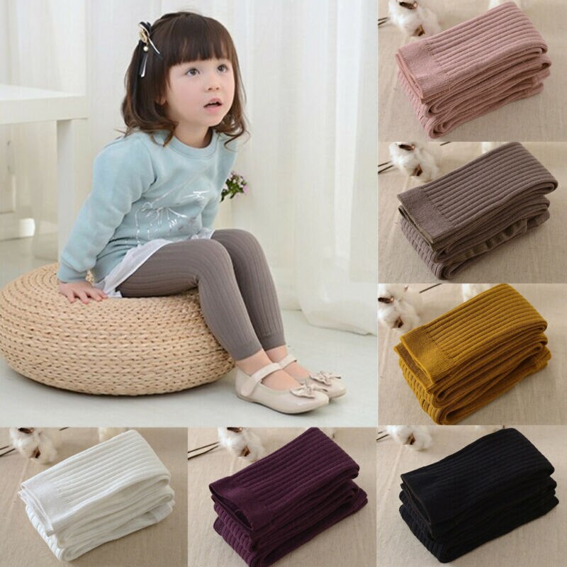 Focusnorm Baby Girl Kid Thick Knitted Tights Pantyhose Stockings Strech Sock Trousers