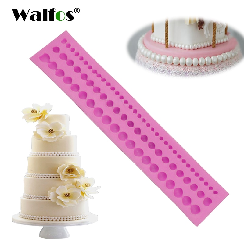WALFOS DIY Leuke Parel String Kralen Silicone Mold Cake Decorating Fondant Bakvorm