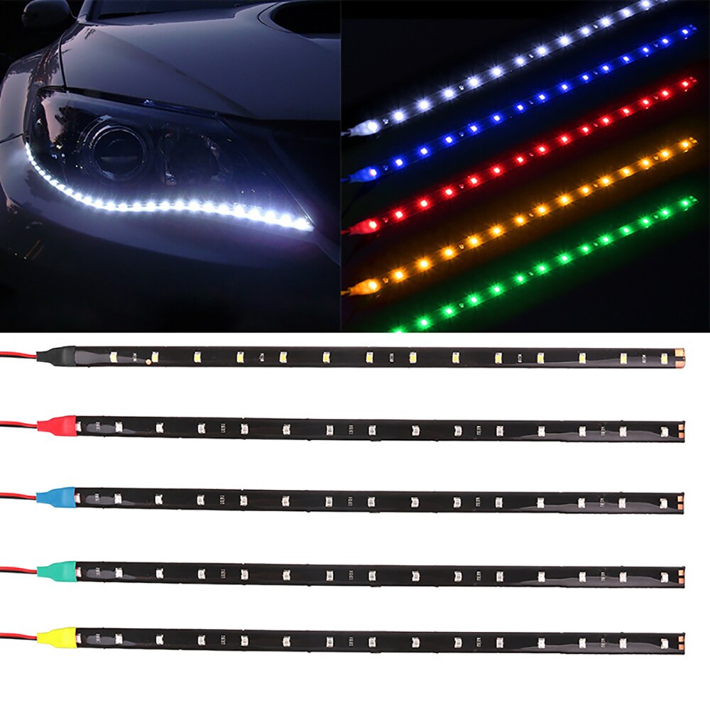 Auto led 3528 lichtstrips 12v 15 flexibele zachte lichtstrip decoratieve lichtstrip 30cm-1210 lichtstrips autodecoratie