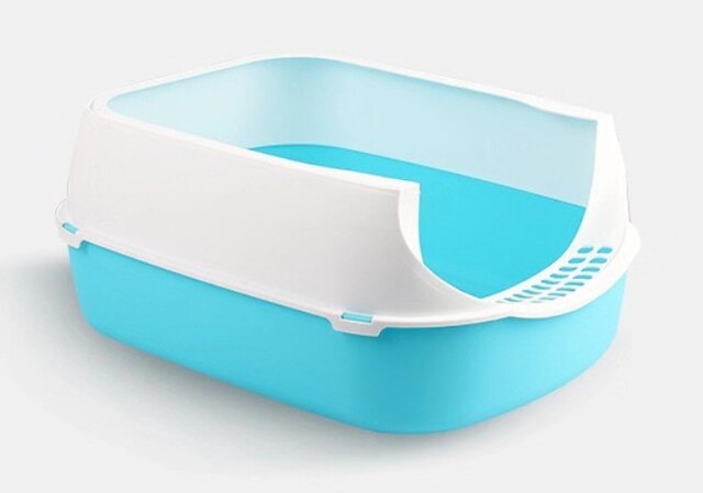 Cat Litter Box Pet Kitten Plastic Clean Basin Bedpan Indoor Puppy Kitten Anti Splash Toilet Pet Deodorant Fully closed Sandbox: Style B-blue