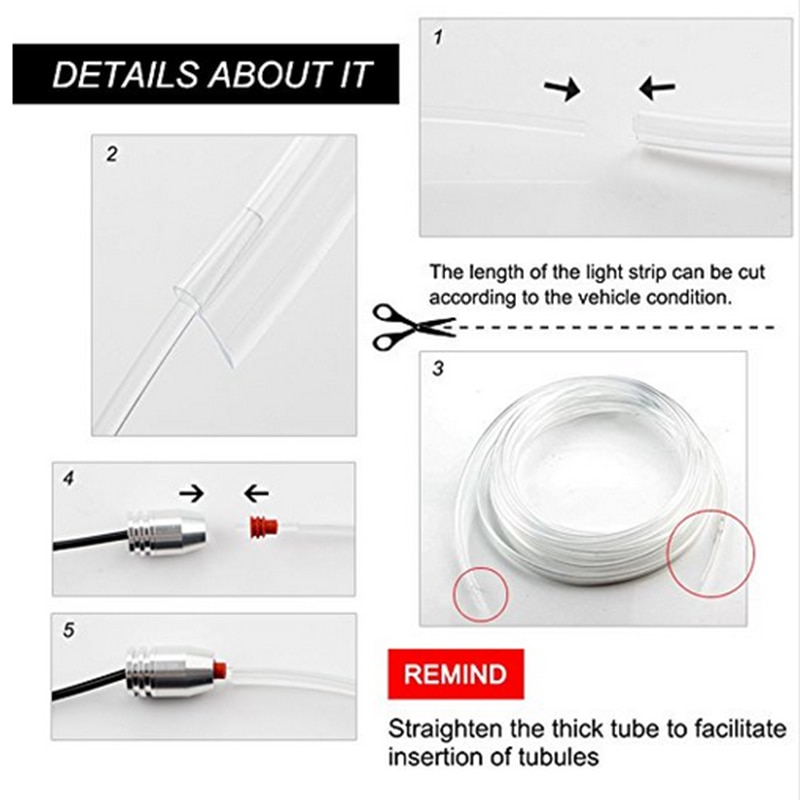 6 in 1 8M Geluid Actieve EL Neon Strip Licht RGB LED Auto Interieur Licht Multicolor Bluetooth Telefoon Controle sfeer Licht 12V